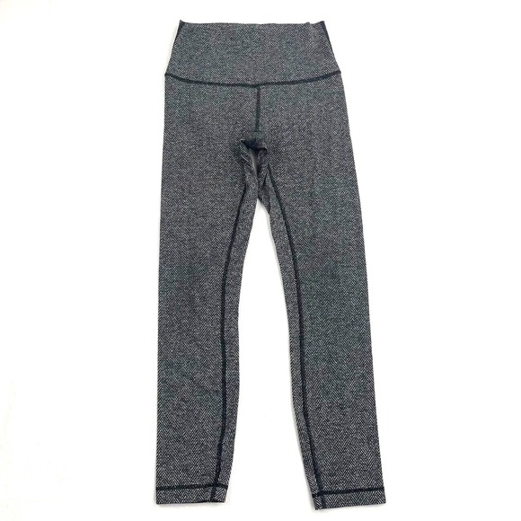 Lululemon Leggings Womens 4 Wunder Under Herringbone Gray Ankle Length *Read - Picture 1 of 11